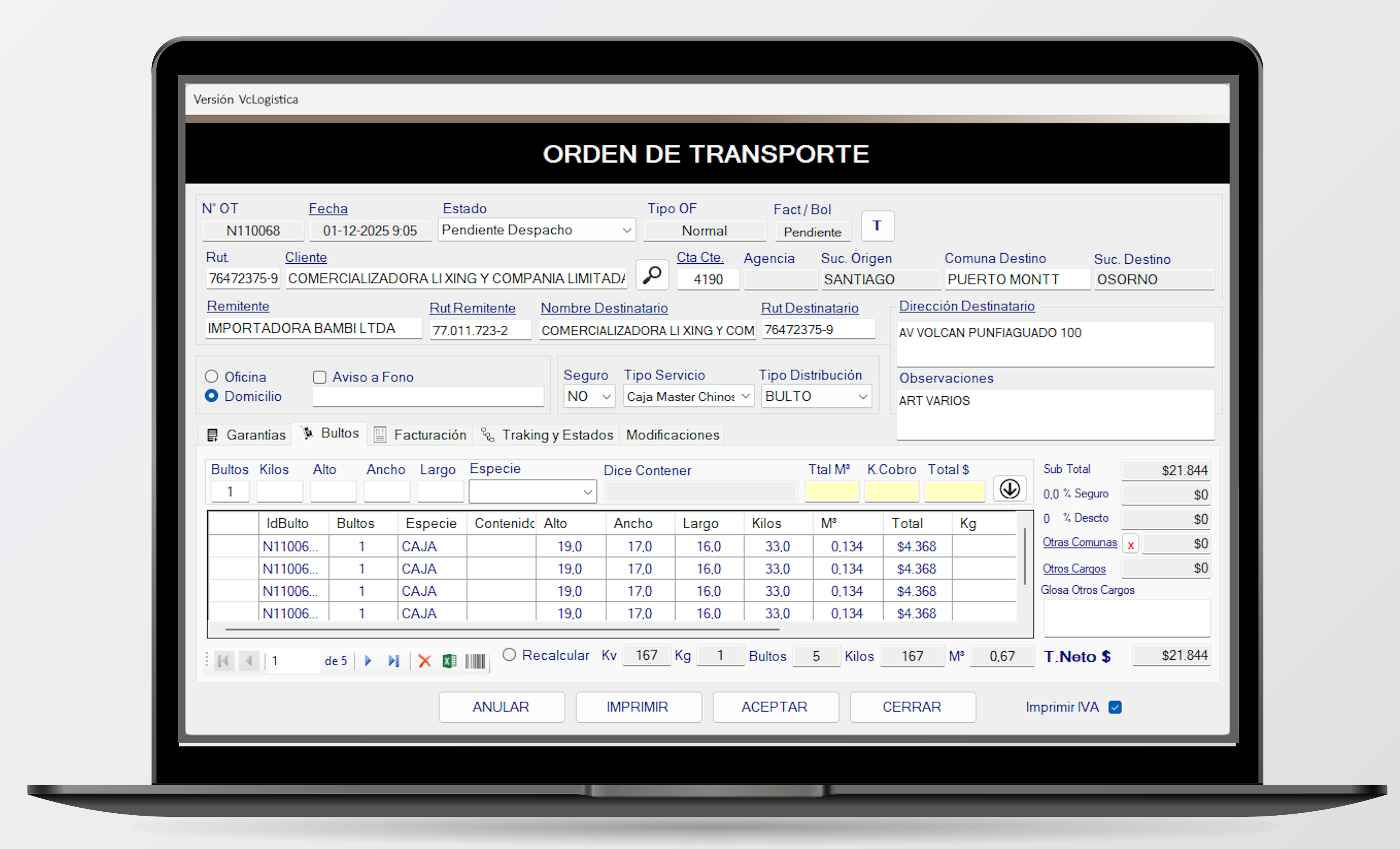 Orden de Transporte OT
